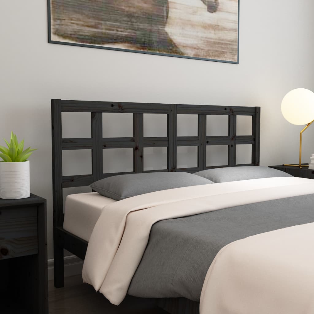 Bed Headboard Black 145.5x4x100 cm Solid Wood Pine
