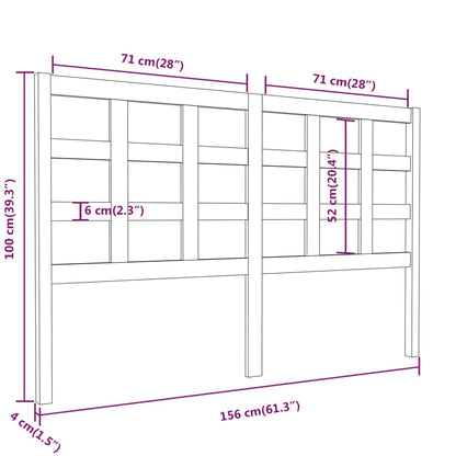 Bed Headboard Grey 156x4x100 cm Solid Wood Pine
