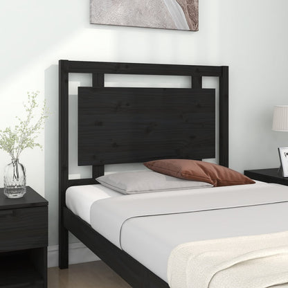 Bed Headboard | Black | Solid Pine Wood | Standard | Decorative Inlays