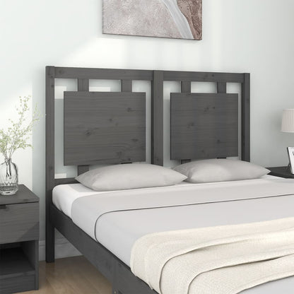 Bed Headboard | Grey | Solid Pine Wood | Large | Decorative Inlays