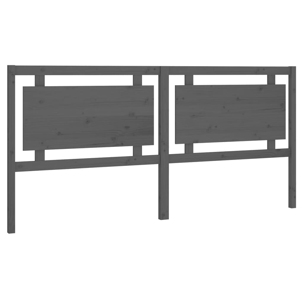 Bed Headboard Grey 205.5x4x100 cm Solid Pine Wood