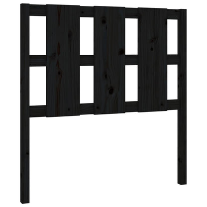 Bed Headboard | Black | Solid Pine Wood | Medium | Decorative Inlays