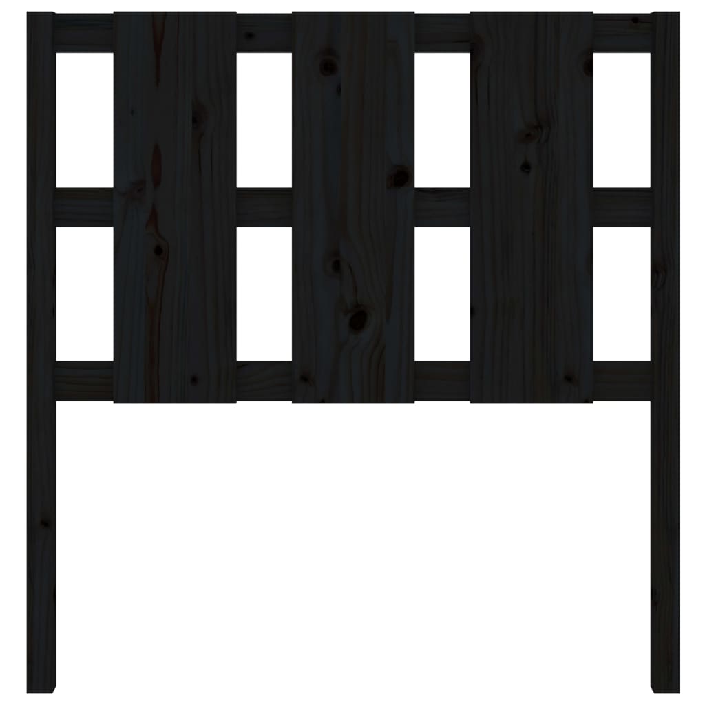 Bed Headboard | Black | Solid Pine Wood | Medium | Decorative Inlays
