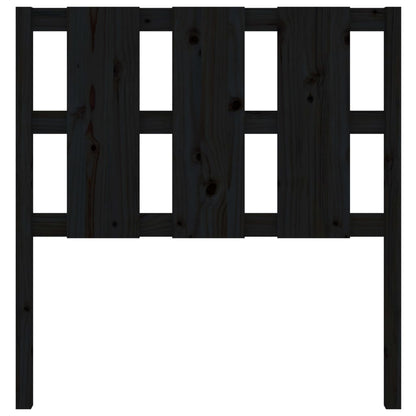 Bed Headboard | Black | Solid Pine Wood | Medium | Decorative Inlays