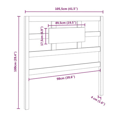 Bed Headboard Grey 105.5x4x100 cm Solid Wood Pine