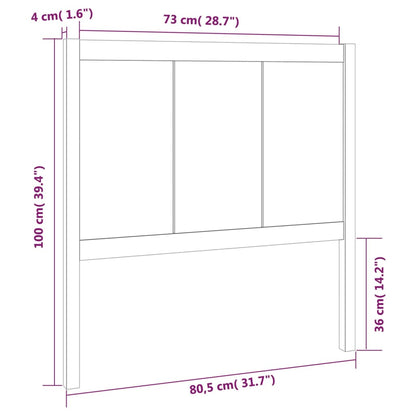 Bed Headboard Grey 80.5x4x100 cm Solid Pine Wood