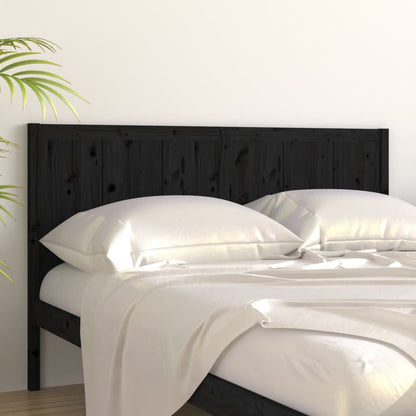 Bed Headboard Black 205.5x4x100 cm Solid Pine Wood