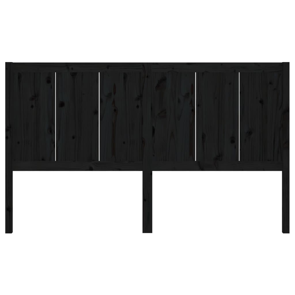Bed Headboard Black 205.5x4x100 cm Solid Pine Wood
