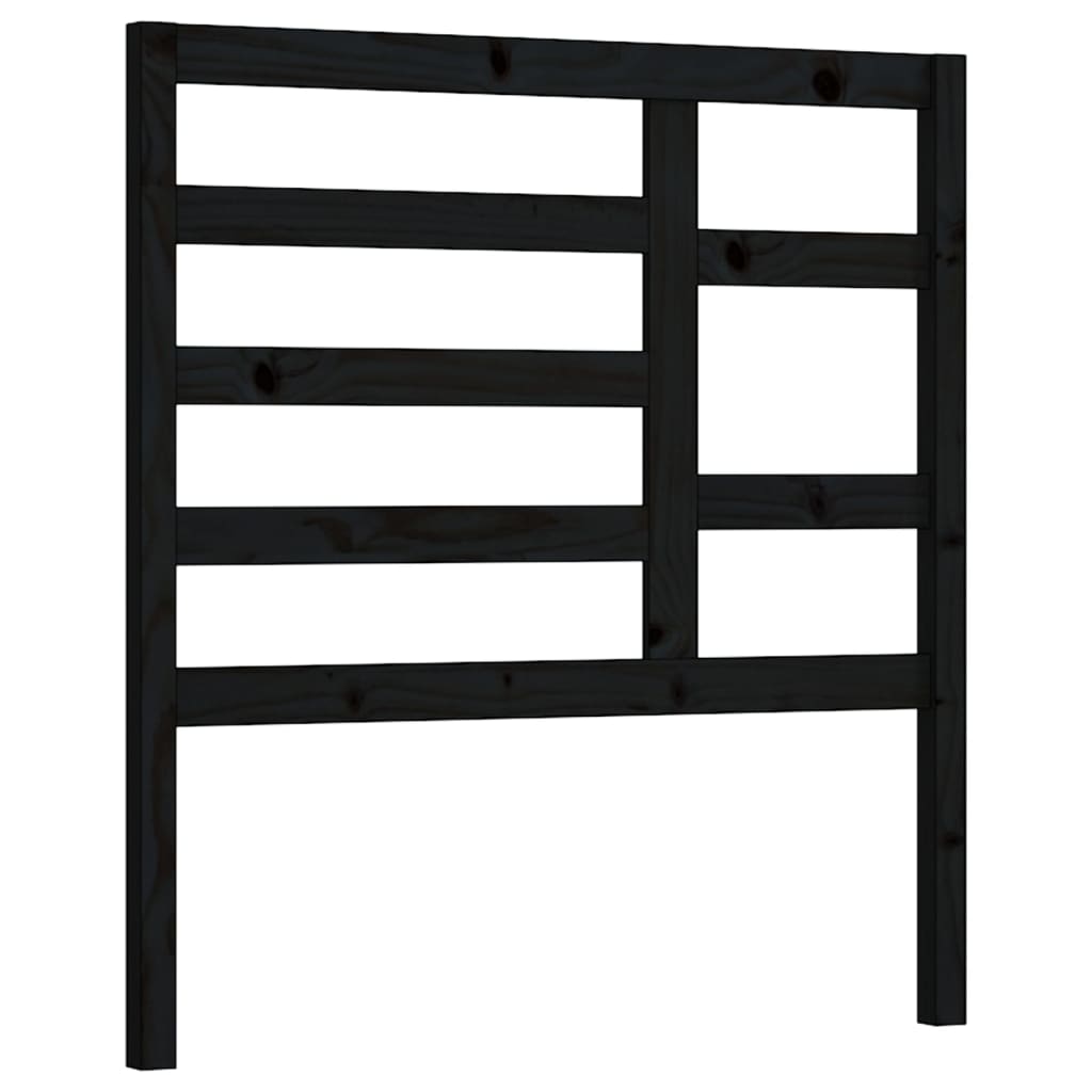 Bed Headboard | Black | Solid Pine Wood | Standard | Decorative Inlays