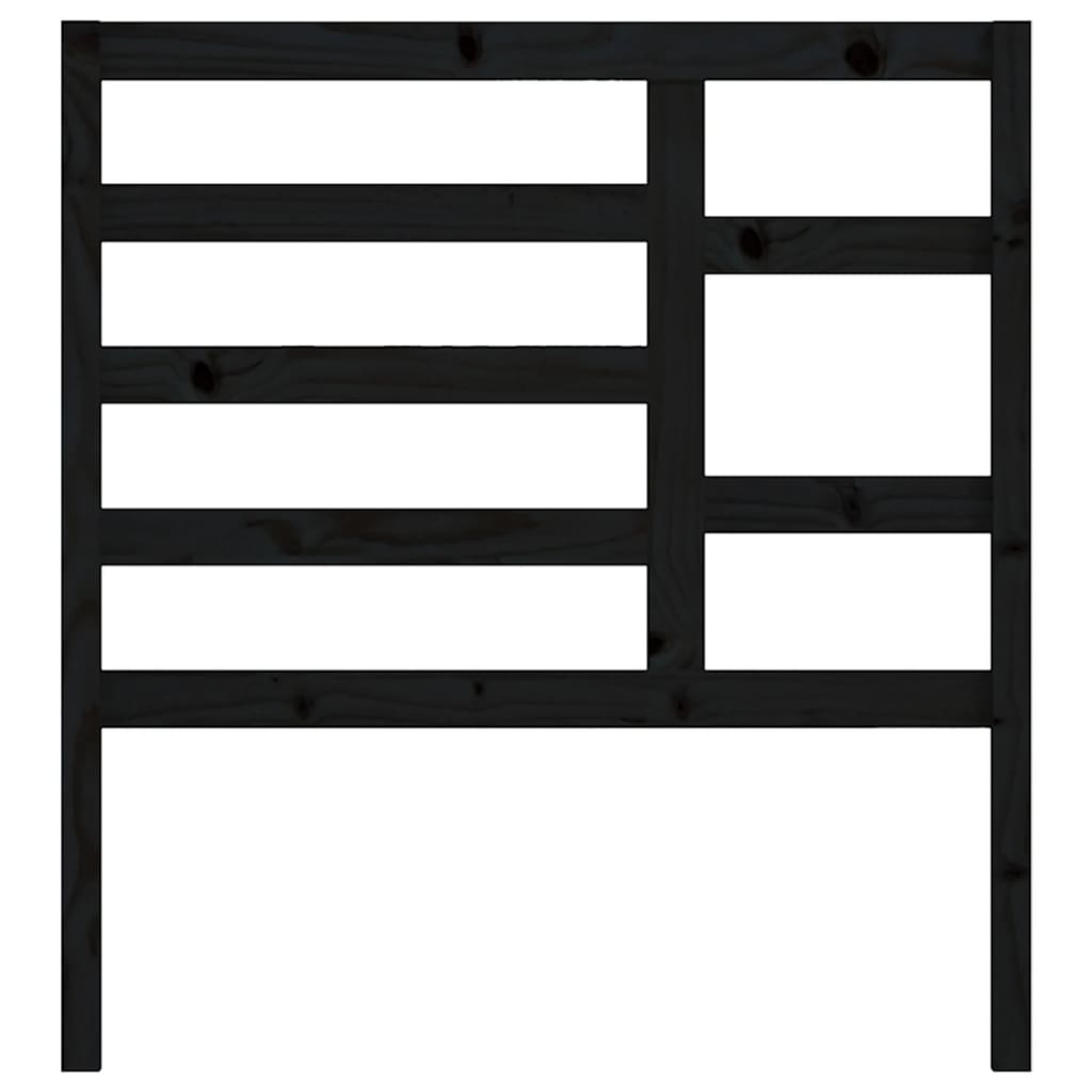 Bed Headboard | Black | Solid Pine Wood | Standard | Decorative Inlays