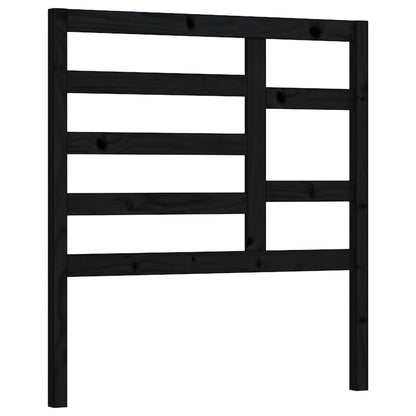 Bed Headboard | Black | Solid Pine Wood | Standard | Decorative Inlays