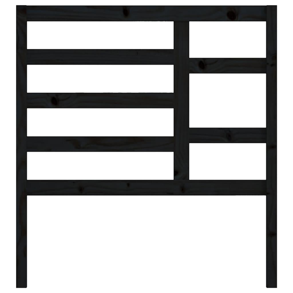 Bed Headboard | Black | Solid Pine Wood | Standard | Decorative Inlays