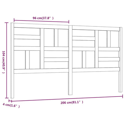 Bed Headboard White 206x4x104 cm Solid Wood Pine