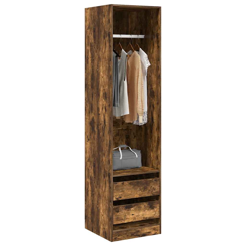 Wardrobe with Drawers Smoked Oak 50x50x200 cm Engineered Wood