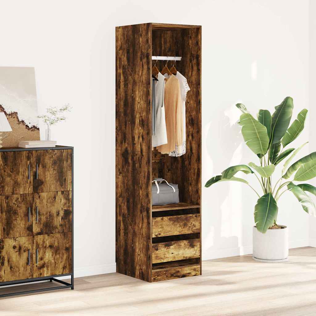 815348 vidaXL Wardrobe with Drawers Smoked Oak 50x50x200 cm Engineered Wood