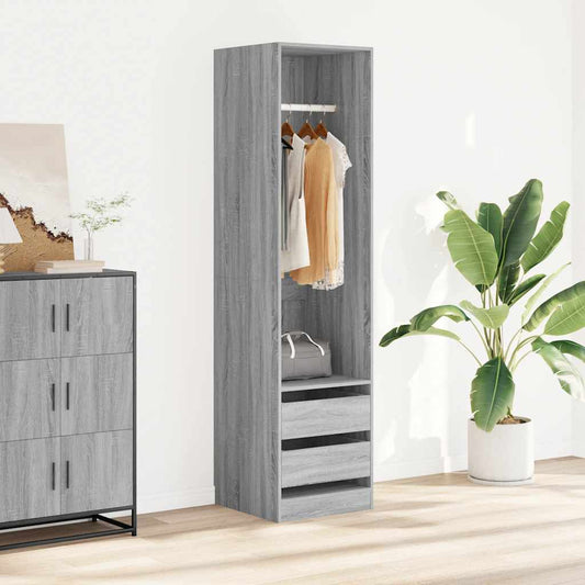 Wardrobe with Drawers Grey Sonoma 50x50x200 cm Engineered Wood