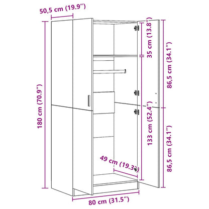 Wardrobe Smoked Oak 80x50x180 cm Engineered Wood