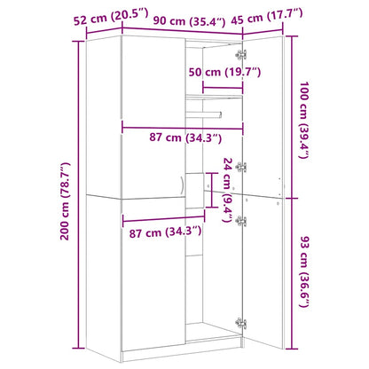 Wardrobe Smoked Oak 90x50x200 cm Engineered Wood