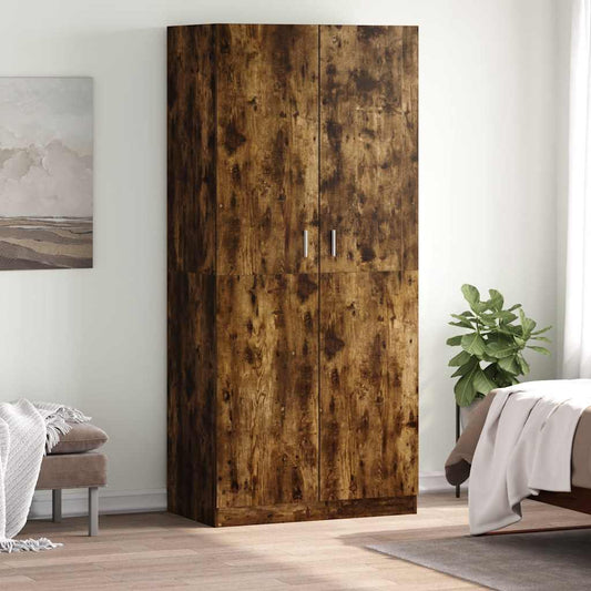 Wardrobe Smoked Oak 90x50x200 cm Engineered Wood