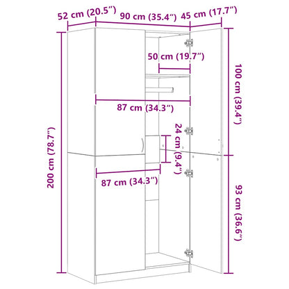 Wardrobe Grey Sonoma 90x50x200 cm Engineered Wood