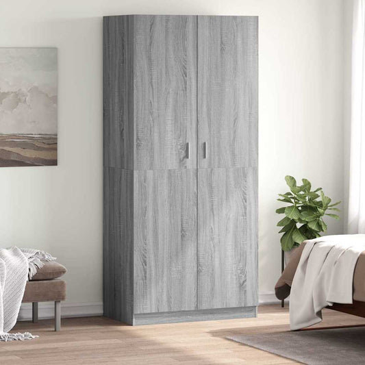 815355 vidaXL Wardrobe Grey Sonoma 90x52x200 cm Engineered Wood