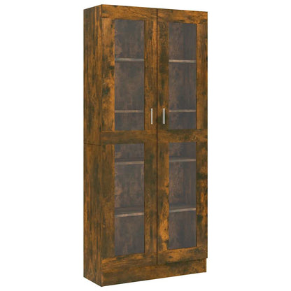 Vitrine Cabinet Smoked Oak 82.5x30.5x185 cm Engineered Wood