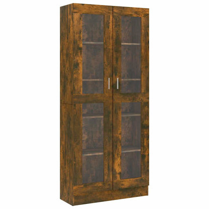 Vitrine Cabinet Smoked Oak 82,5x30,5x185 cm Engineered Wood