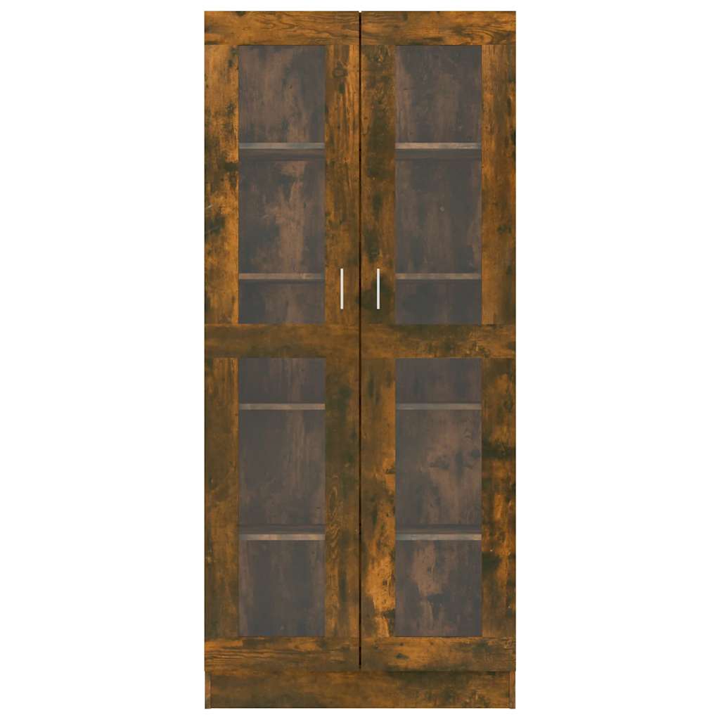 Vitrine Cabinet Smoked Oak 82,5x30,5x185 cm Engineered Wood