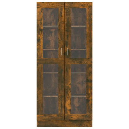 Vitrine Cabinet Smoked Oak 82,5x30,5x185 cm Engineered Wood