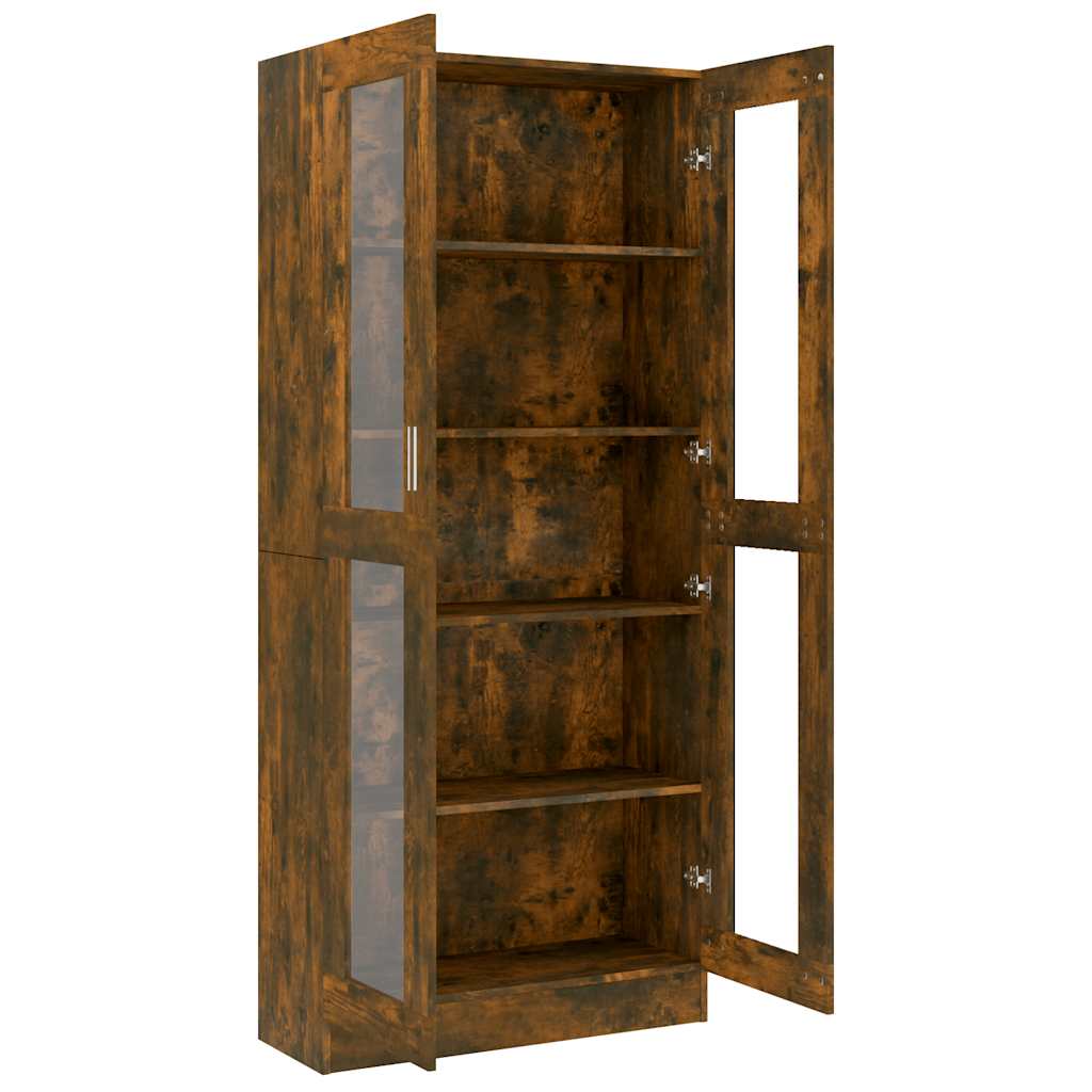 Vitrine Cabinet Smoked Oak 82.5x30.5x185 cm Engineered Wood