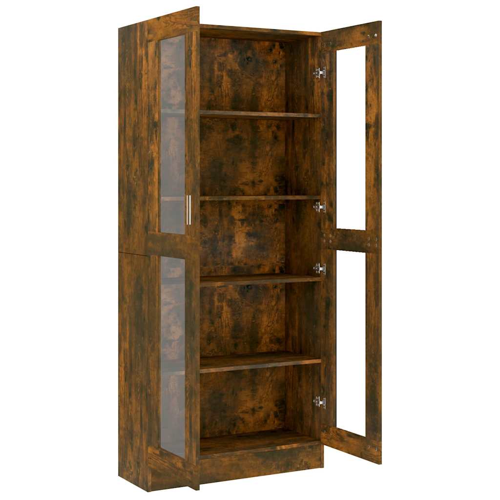 Vitrine Cabinet Smoked Oak 82,5x30,5x185 cm Engineered Wood