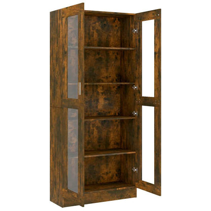 Vitrine Cabinet Smoked Oak 82,5x30,5x185 cm Engineered Wood