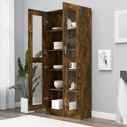 Vitrine Cabinet Smoked Oak 82.5x30.5x185 cm Engineered Wood
