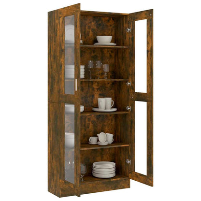 Vitrine Cabinet Smoked Oak 82,5x30,5x185 cm Engineered Wood