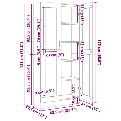 Vitrine Cabinet Smoked Oak 82.5x30.5x185 cm Engineered Wood