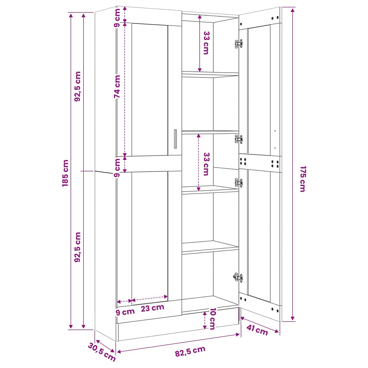 Vitrine Cabinet Smoked Oak 82,5x30,5x185 cm Engineered Wood