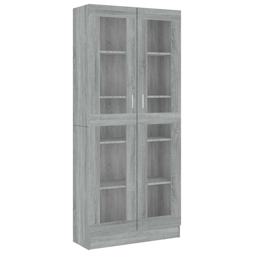 Vitrine Cabinet Grey Sonoma 82,5x30,5x185 cm Engineered Wood