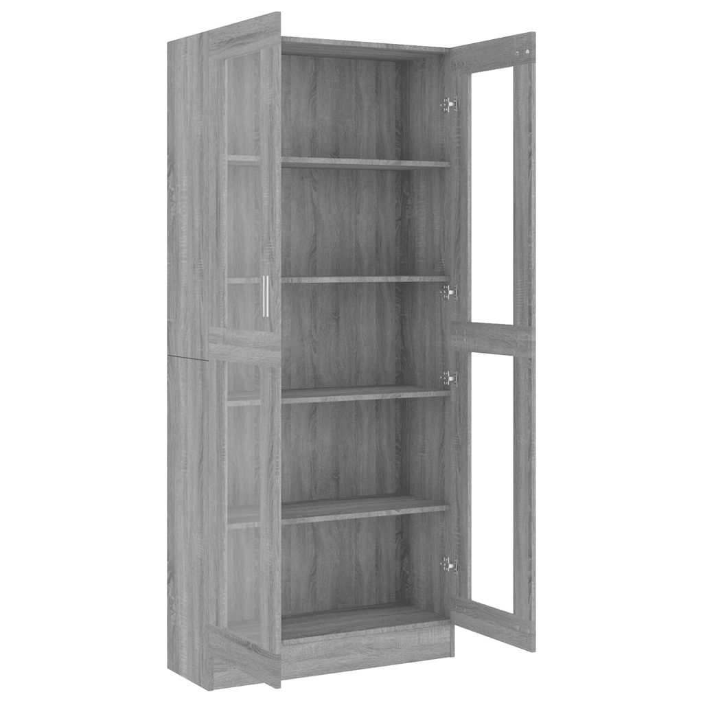 Vitrine Cabinet Grey Sonoma 82.5x30.5x185 cm Engineered Wood