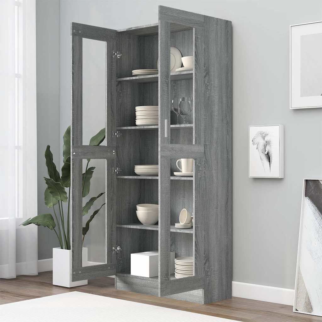 Vitrine Cabinet Grey Sonoma 82,5x30,5x185 cm Engineered Wood