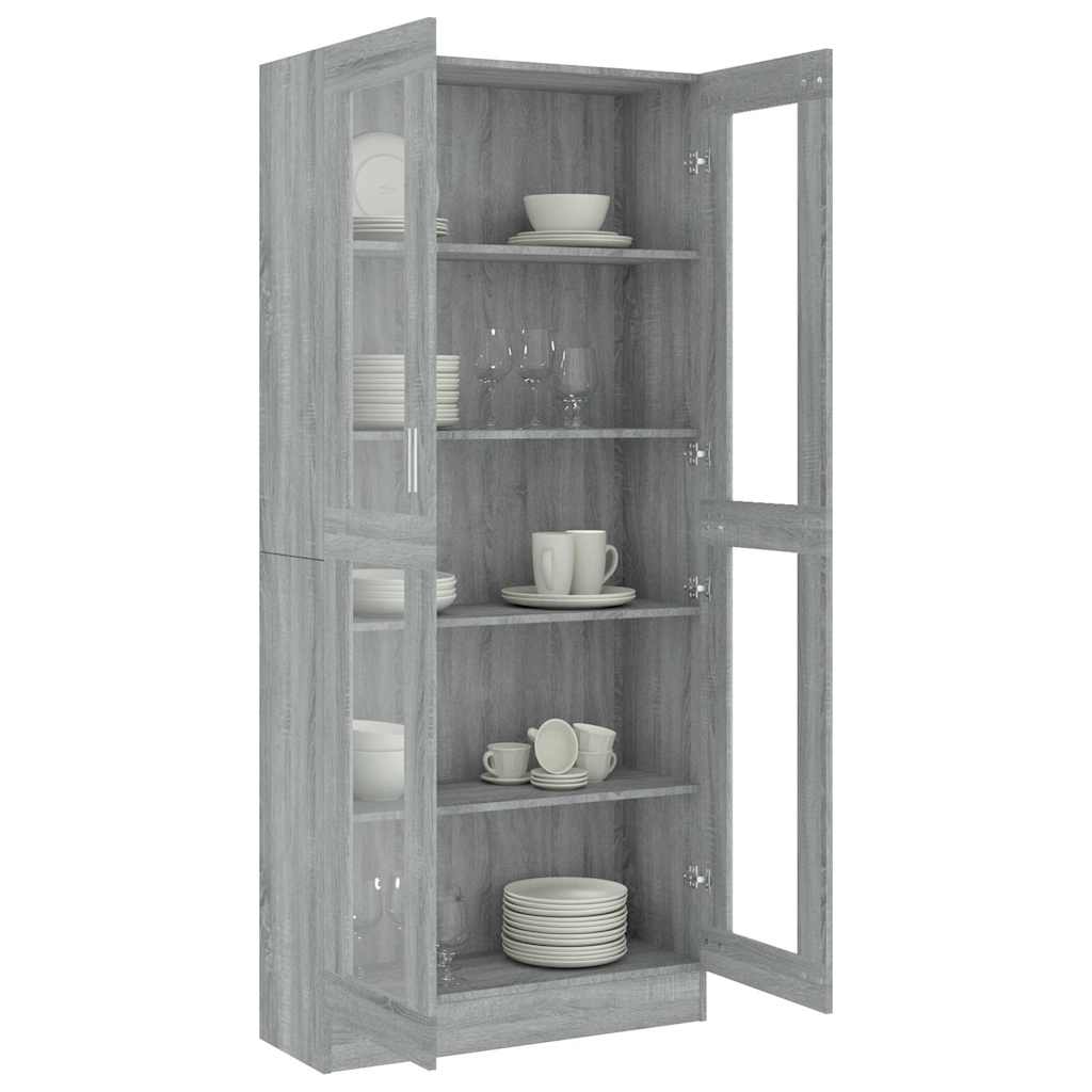 Vitrine Cabinet Grey Sonoma 82,5x30,5x185 cm Engineered Wood
