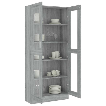 Vitrine Cabinet Grey Sonoma 82,5x30,5x185 cm Engineered Wood