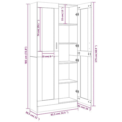Vitrine Cabinet Grey Sonoma 82.5x30.5x185 cm Engineered Wood