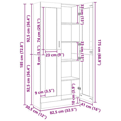 Vitrine Cabinet Grey Sonoma 82.5x30.5x185 cm Engineered Wood