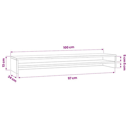 Monitor Stand Brown Oak 100x24x13 cm Engineered Wood