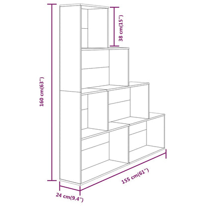 Book Cabinet Grey Sonoma 155x24x160 cm