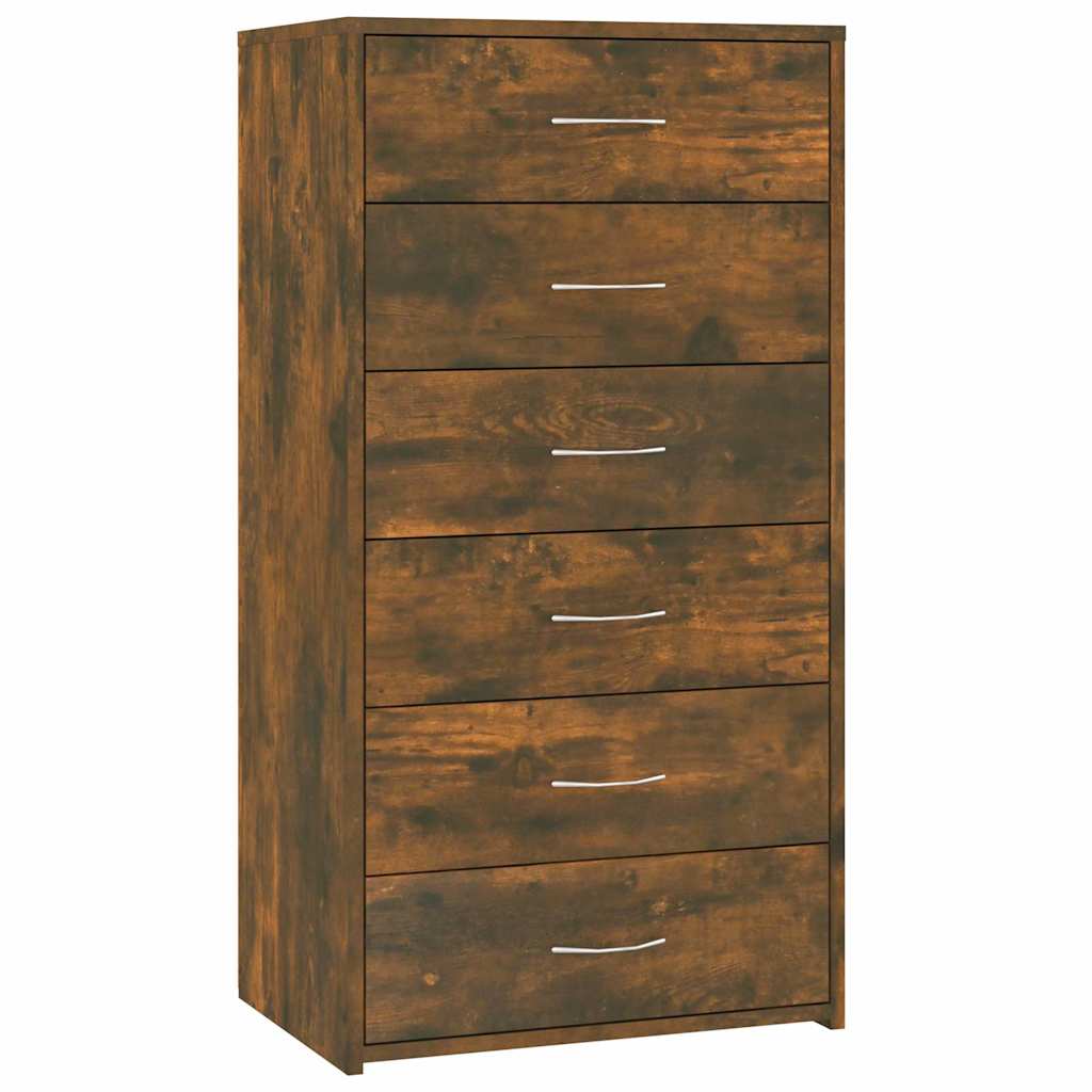 815363 vidaXL Sideboard with 6 Drawers Smoked Oak 50x34x96 cm Engineered Wood