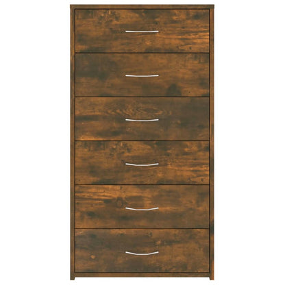 815363 vidaXL Sideboard with 6 Drawers Smoked Oak 50x34x96 cm Engineered Wood