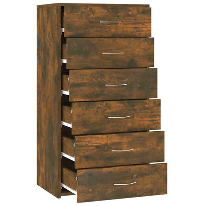 815363 vidaXL Sideboard with 6 Drawers Smoked Oak 50x34x96 cm Engineered Wood