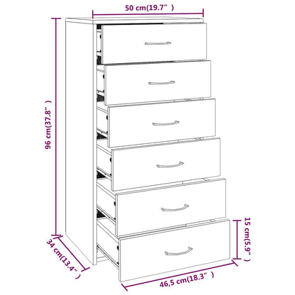815363 vidaXL Sideboard with 6 Drawers Smoked Oak 50x34x96 cm Engineered Wood