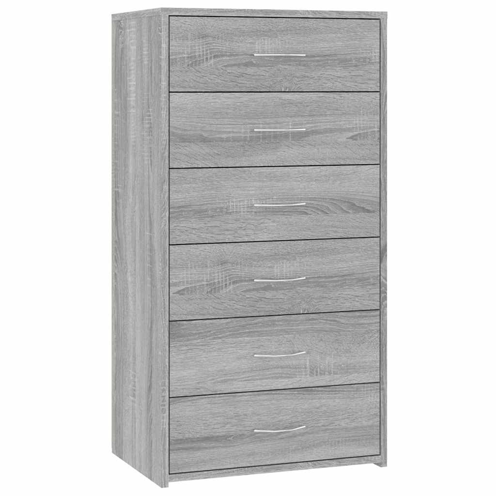 Sideboard with 6 Drawers Grey Sonoma 50x34x96cm Engineered Wood